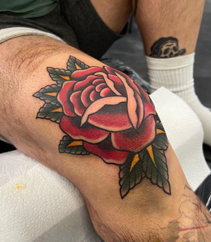 Peony Knee Tattoos for Men 3