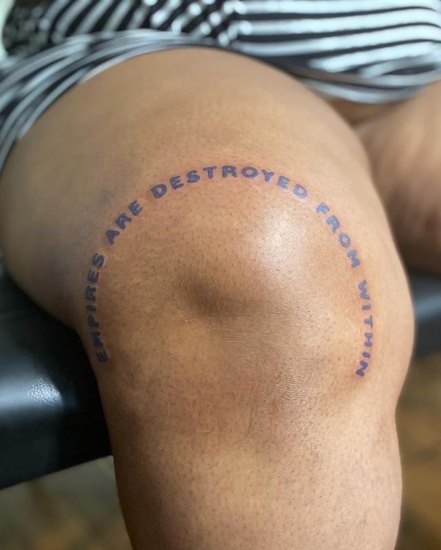 Phrases/ Fonts Knee Tattoos 2