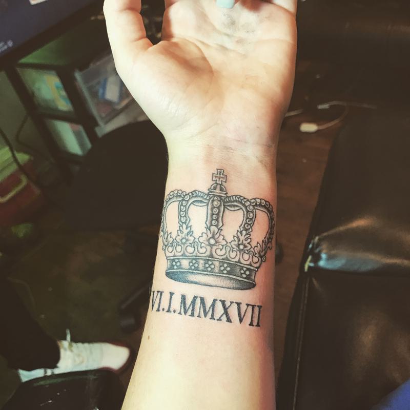 Roman Numerical Crown Tattoo 3