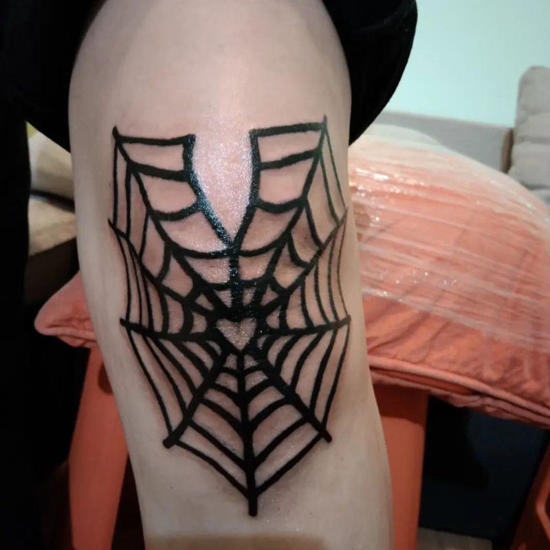Spider Web Knee Tattoos for Females 3