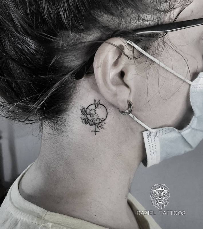 Strength Side Neck Tattoo Designs Female 4