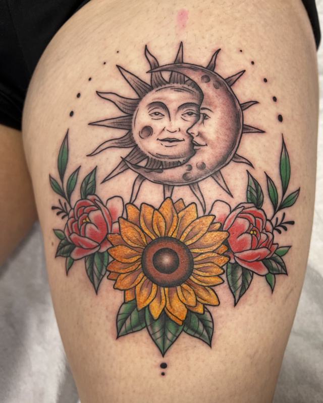 Sun and Moon Bum Tattoo 1