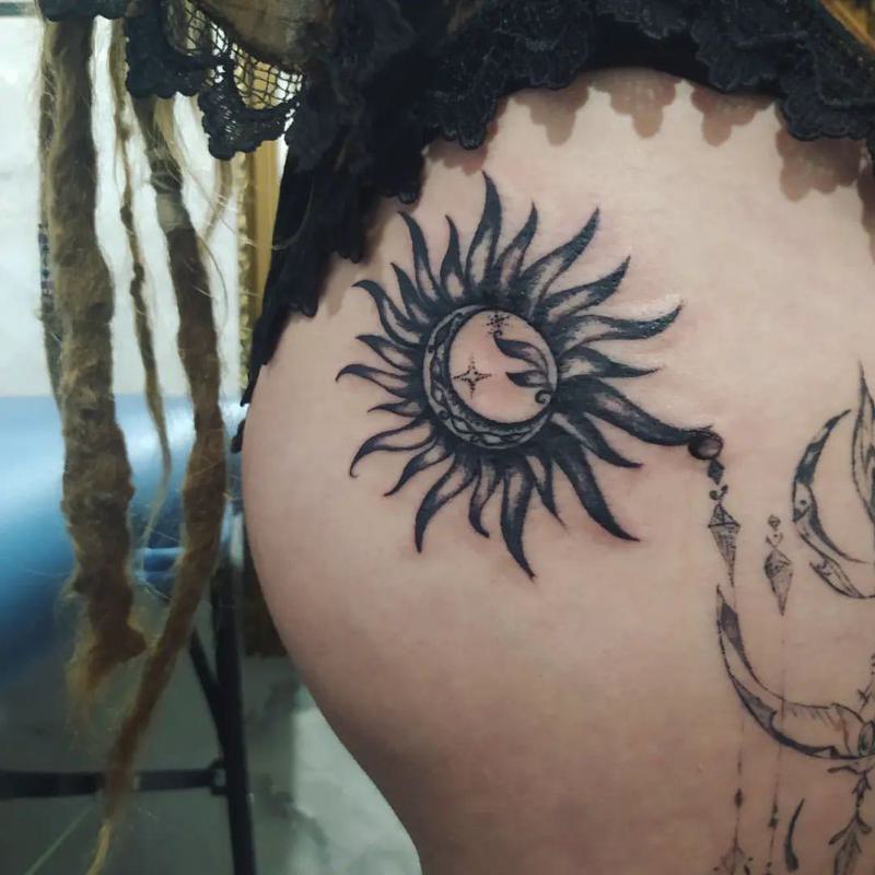 Sun and Moon Bum Tattoo 3