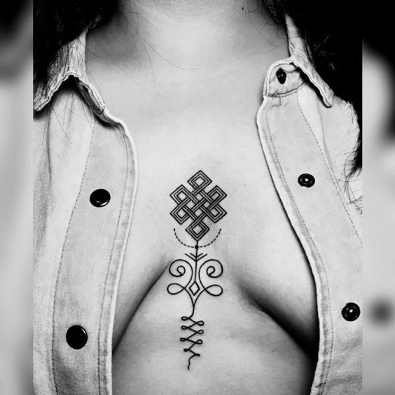 Unalome Endless Knot Tattoo 1