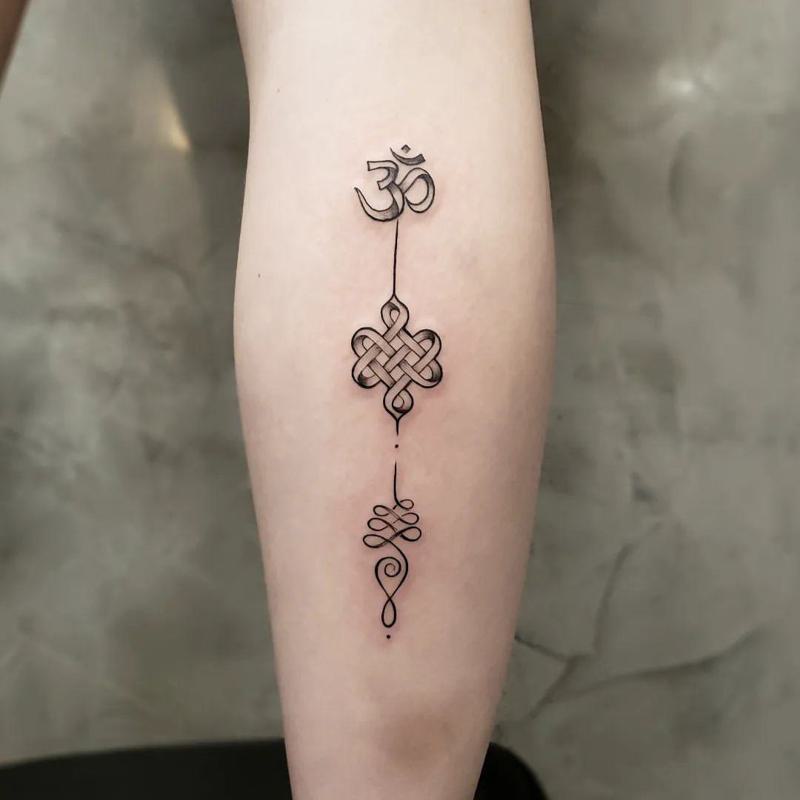 Unalome Endless Knot Tattoo 2