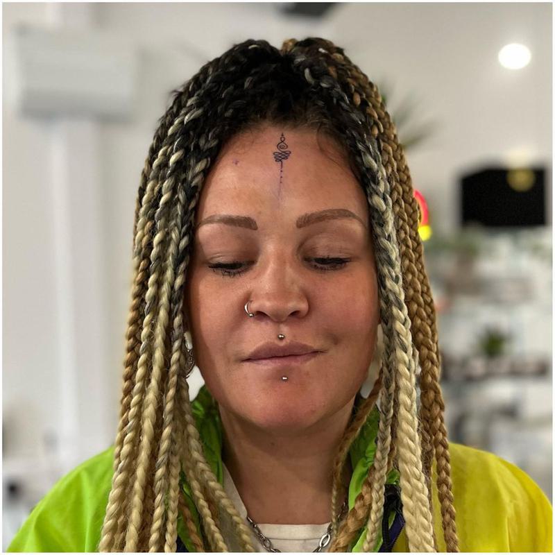 Unalome Face Tattoo