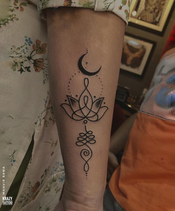 Unalome Moon Tattoo 2