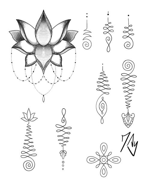C+A+B unalome (Perfection) unalome lotus original tribal tattoo design-kimdongho.edu.vn