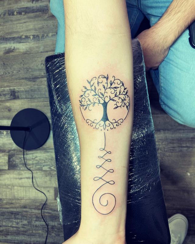 Unalome Tree Tattoo 3