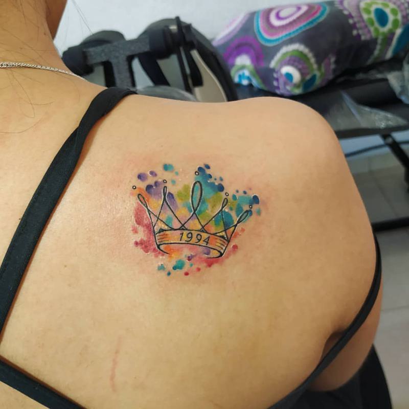 Watercolor Crown Tattoo 6