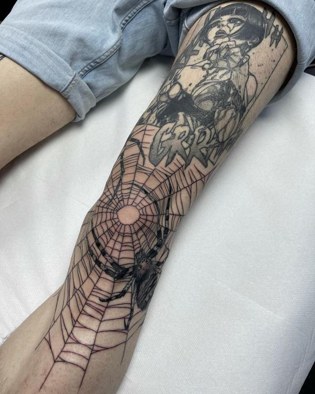 Webbed Knee Tattoo 1