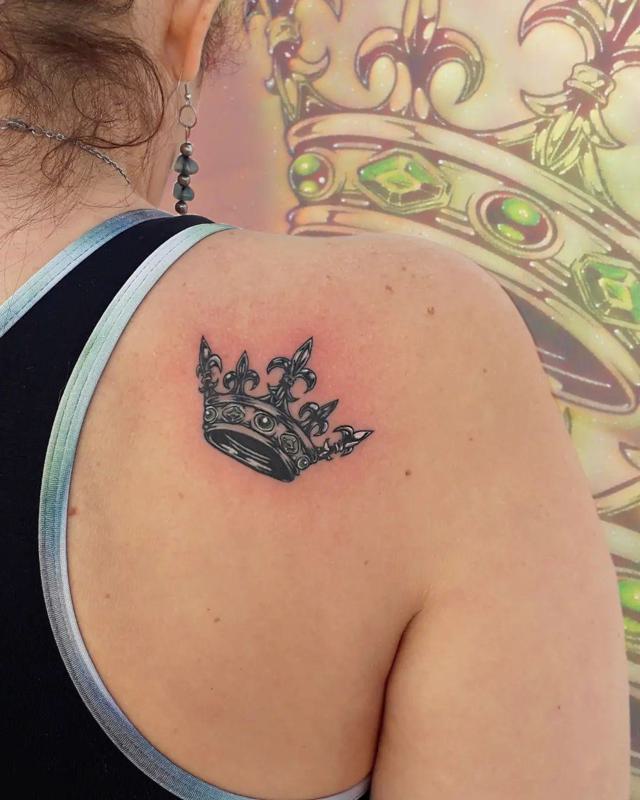 Linework Crown tattoo women at theYoucom