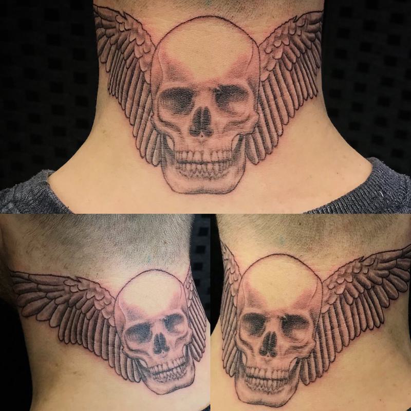 Angel Back Neck Tattoo 2