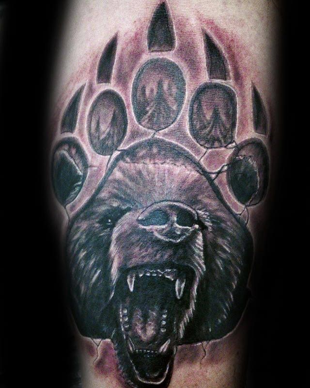 Bear Paw Tattoo on The Arm 2