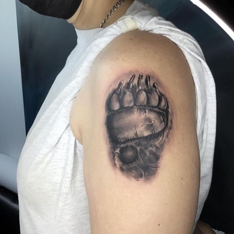 Bear Paw Tattoo on The Arm 4