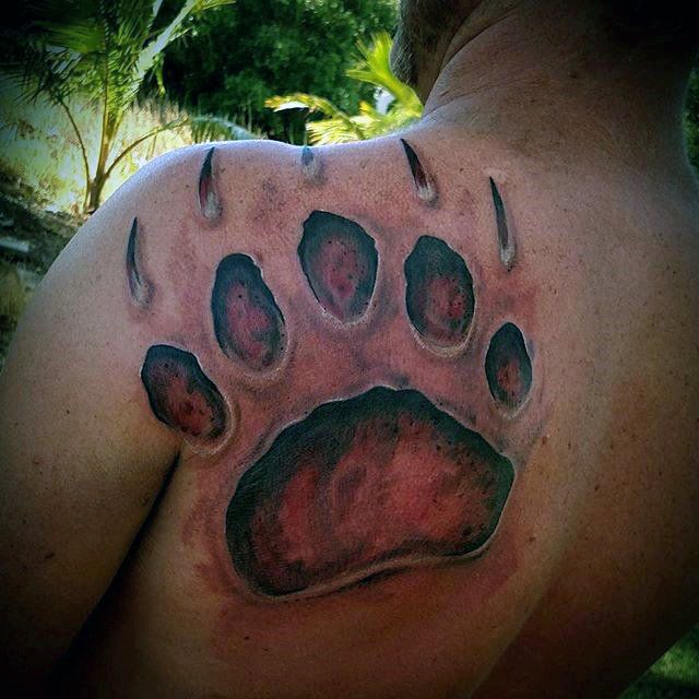 Bear Paw Tattoo on The Back 2