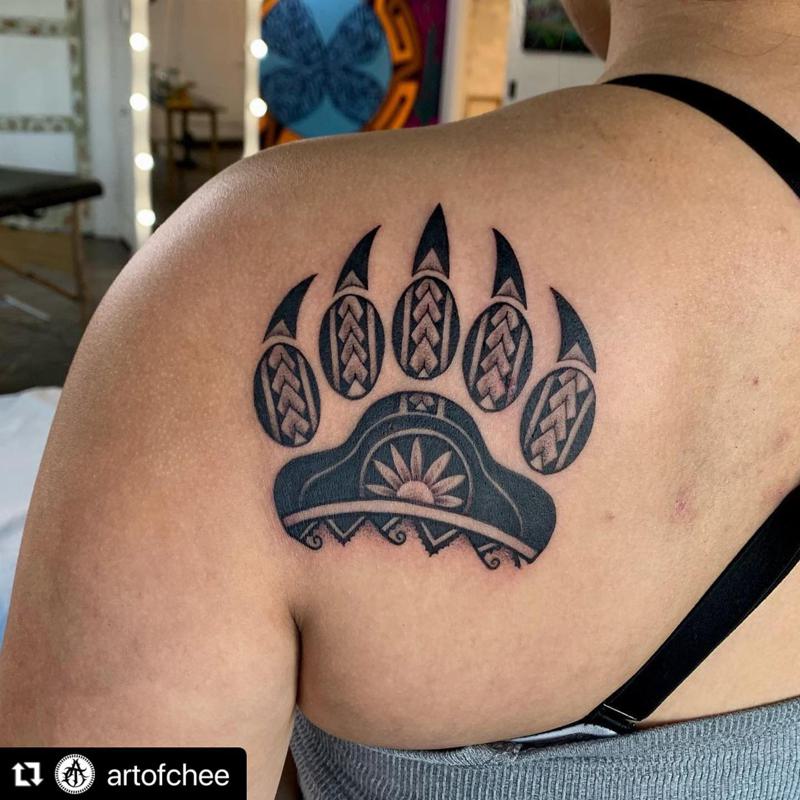 Bear Paw Tattoo on The Back 4