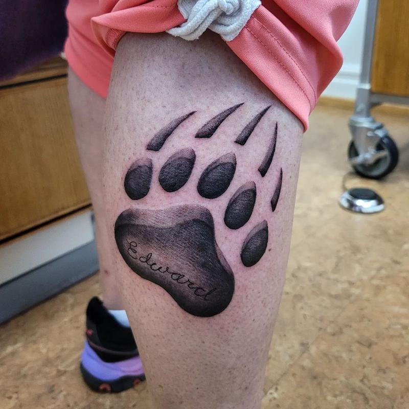 Bear Paw Tattoo on The Calf 1