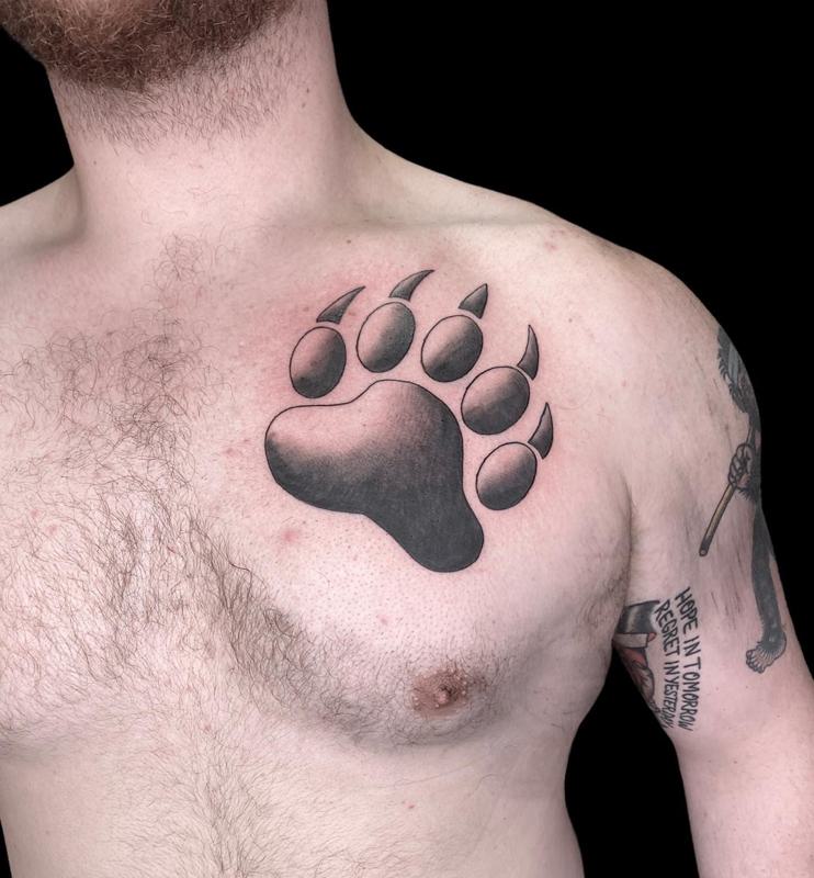 Bear Paw Tattoo on The Chest 1