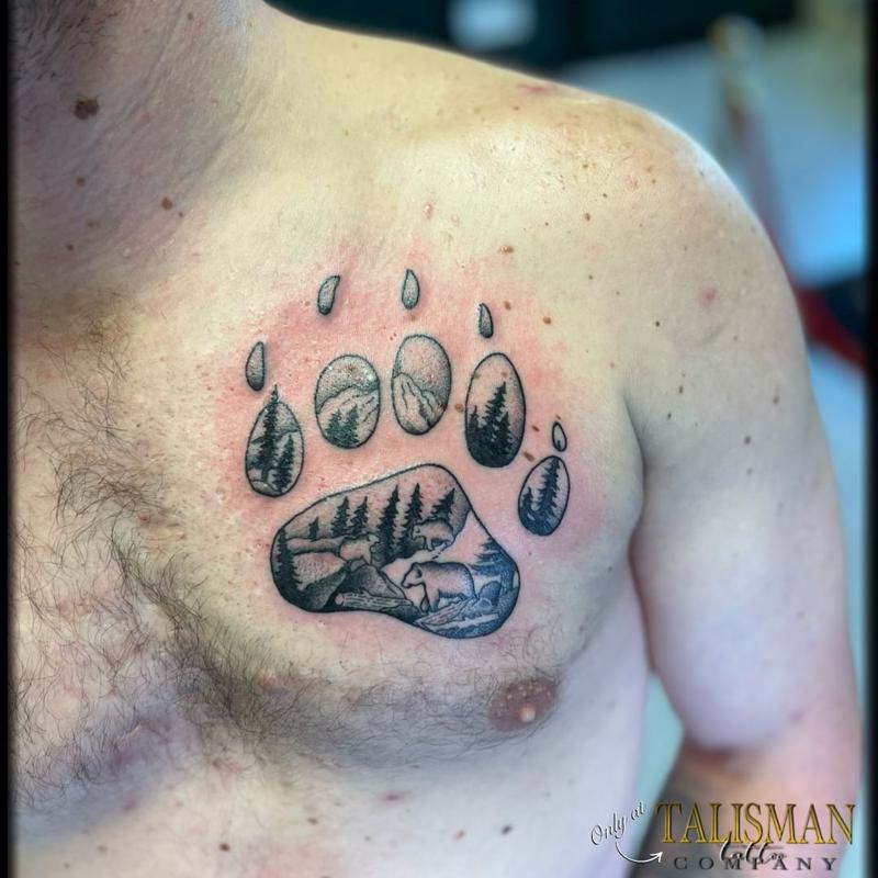 Bear Paw Tattoo on The Chest 2