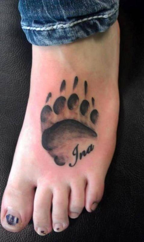 Bear Paw Tattoo on The Foot 1