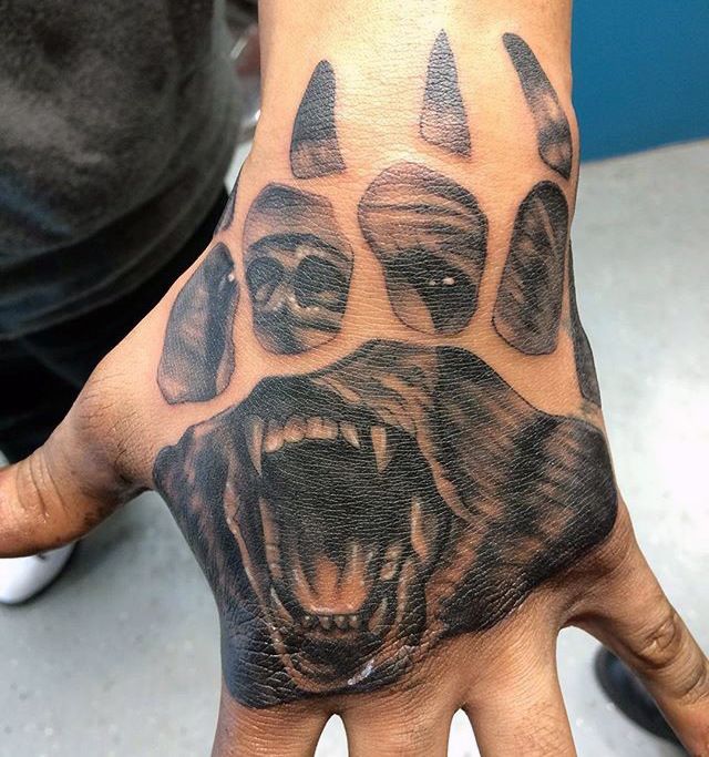 Bear Paw Tattoo on The Hand 2