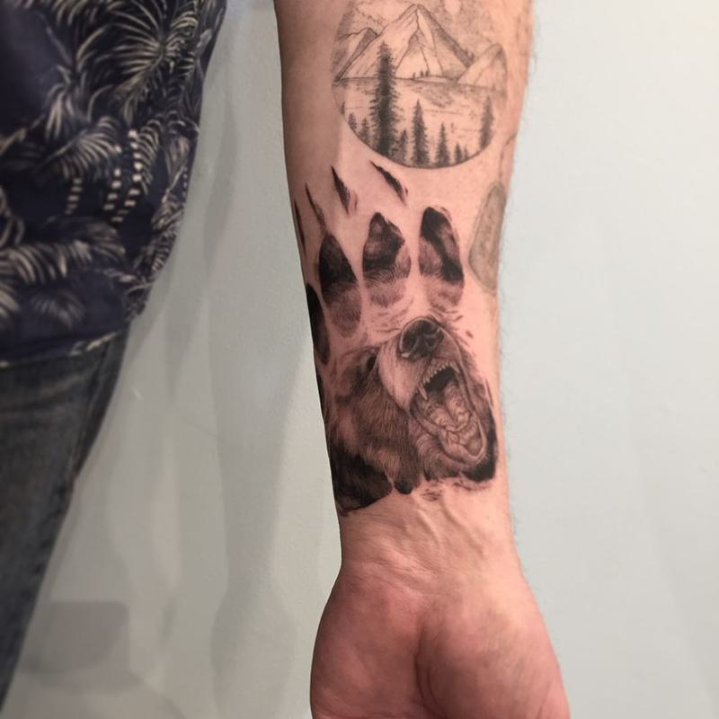 Bear Paw Tattoo on The Wrist 2