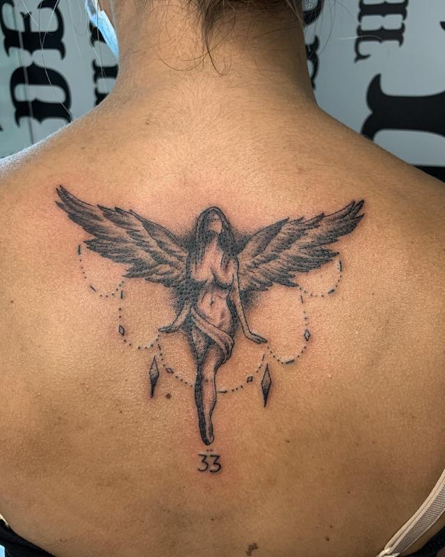 Beautiful Female Guardian Angel Tattoo 1