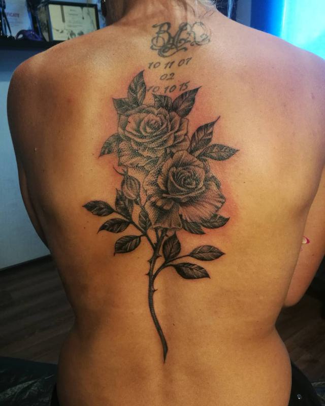 Black Rose Back Tattoo 1