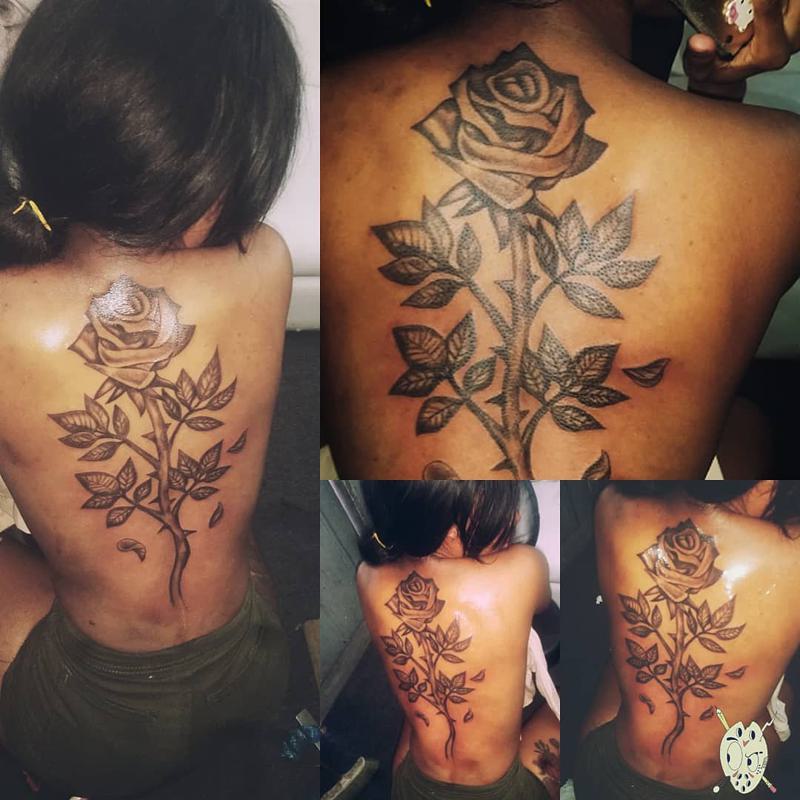Black Rose Back Tattoo 3