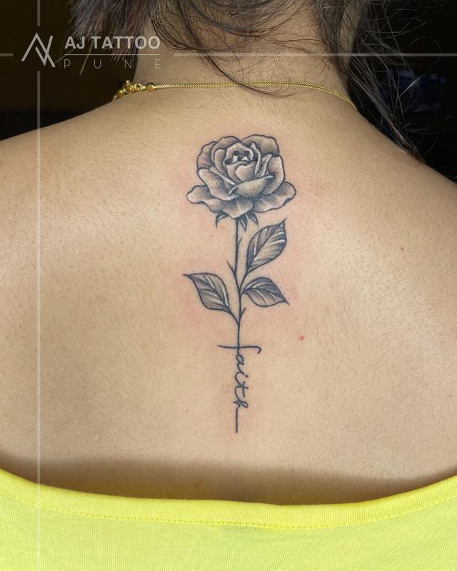 Black Rose Back Tattoo 4