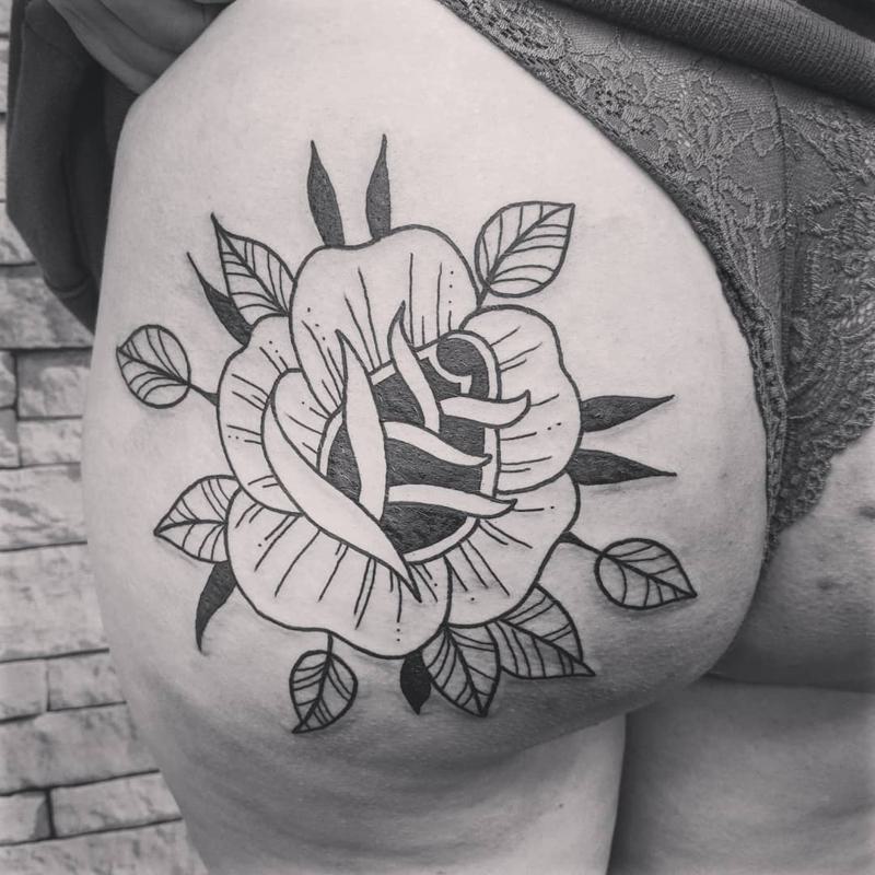 Black Rose Butt Tattoo 1