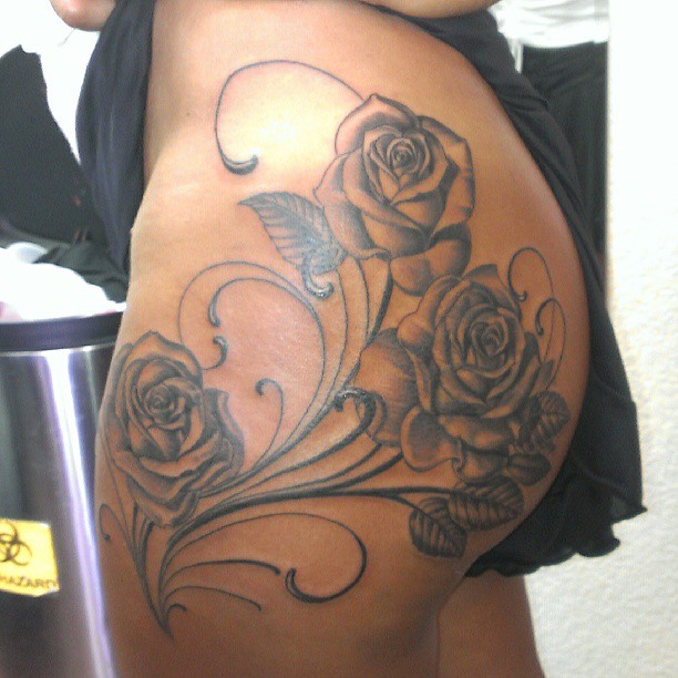 Black Rose Butt Tattoo 3