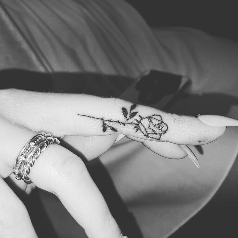 Black Rose Finger Tattoo 1