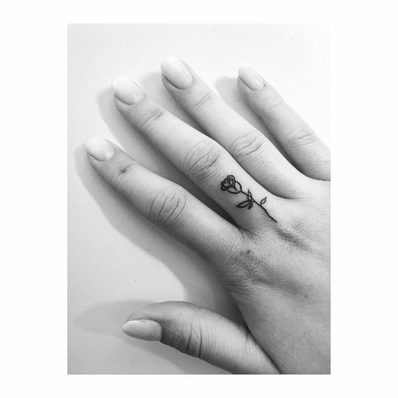 Black Rose Finger Tattoo 2