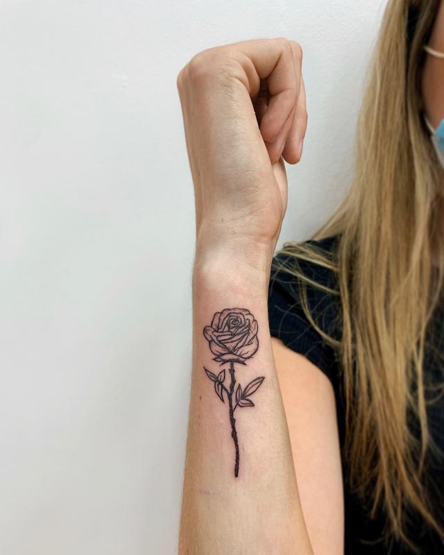 Simple Black Rose Tattoo Idea