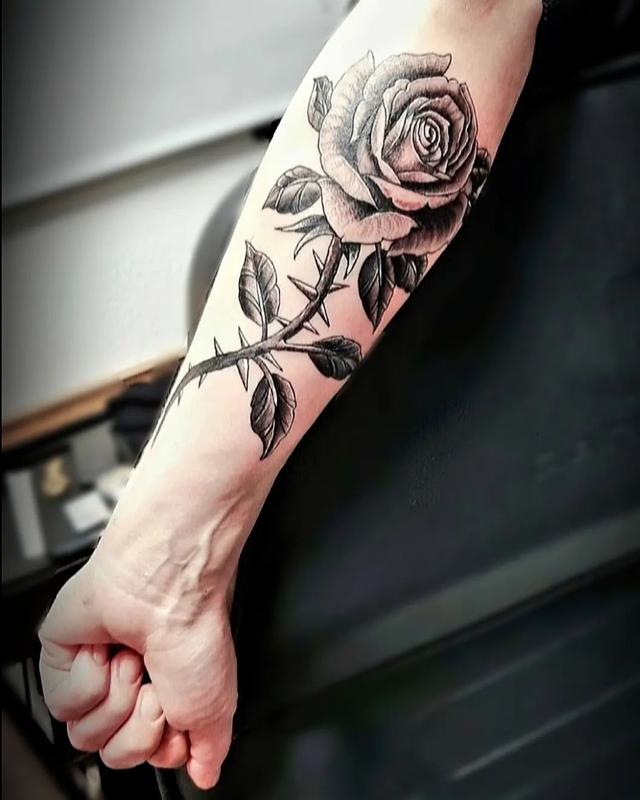 Black Rose Forearm Tattoo 4