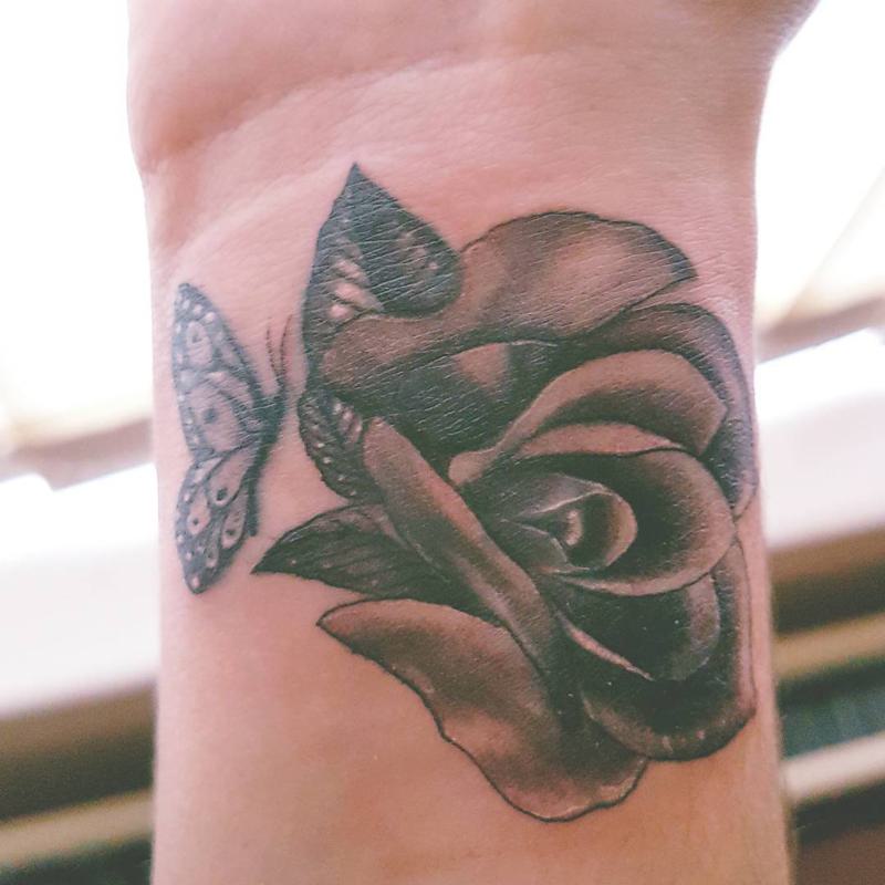 Black Rose Tattoo on Wrist 1