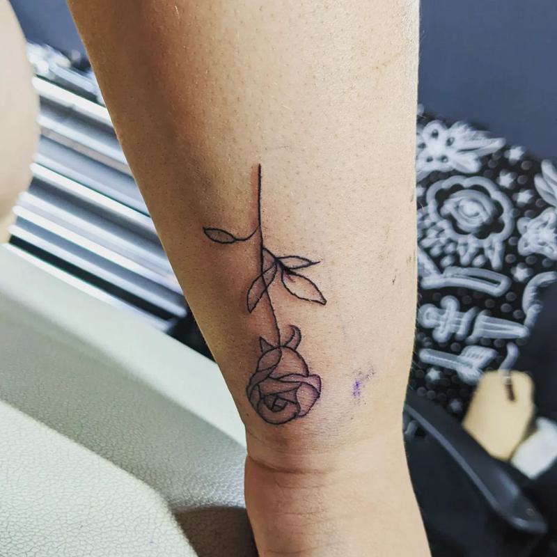 Black Rose Tattoo on Wrist 2