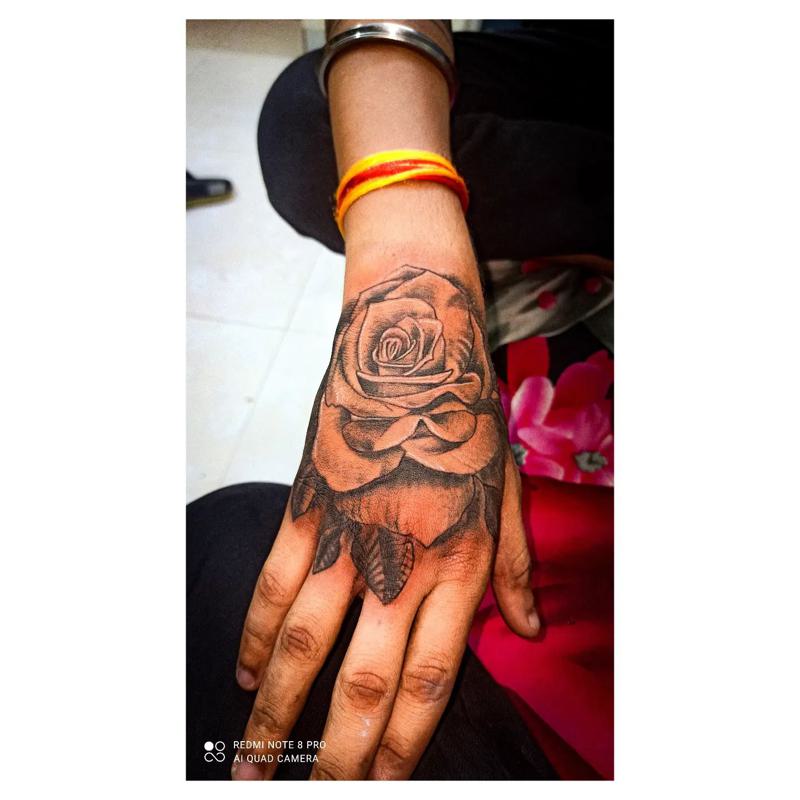 Black Rose Tattoo on Wrist 5