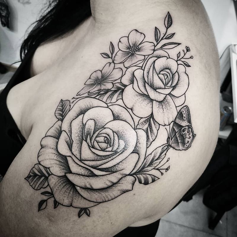 Black Rose Thigh Tattoo 1