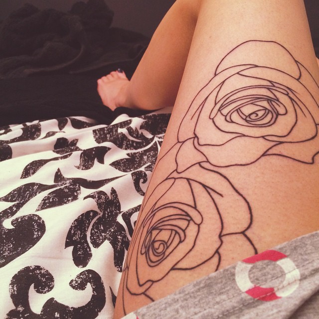 Black Rose Thigh Tattoo 3