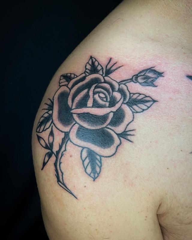 Black Traditional Rose Tattoo 4