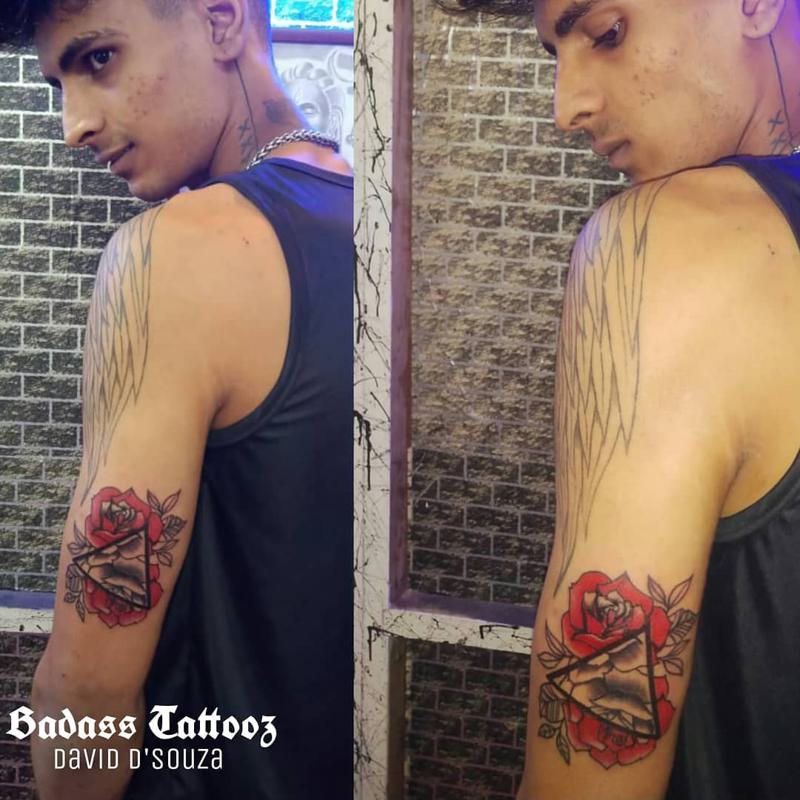 Black and Red Rose Tattoo 2