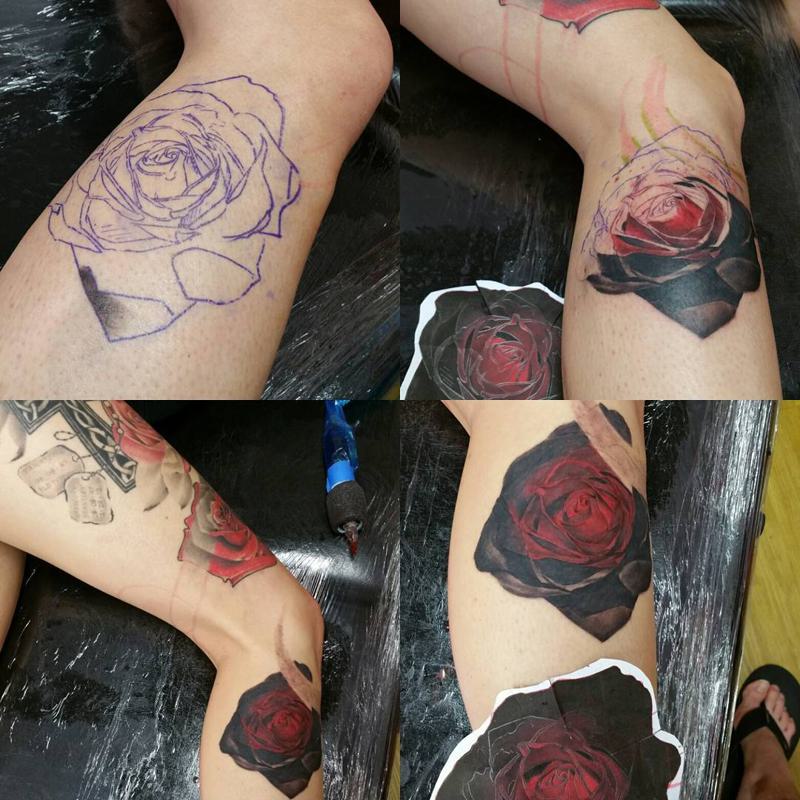 Black and Red Rose Tattoo 3