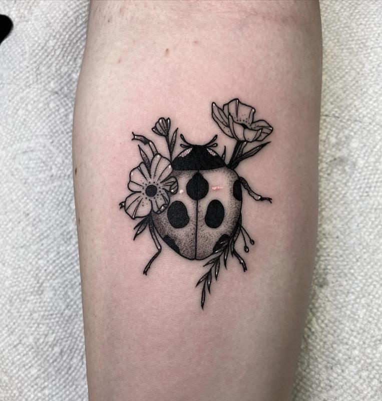 Black and White Ladybug Tattoo 3