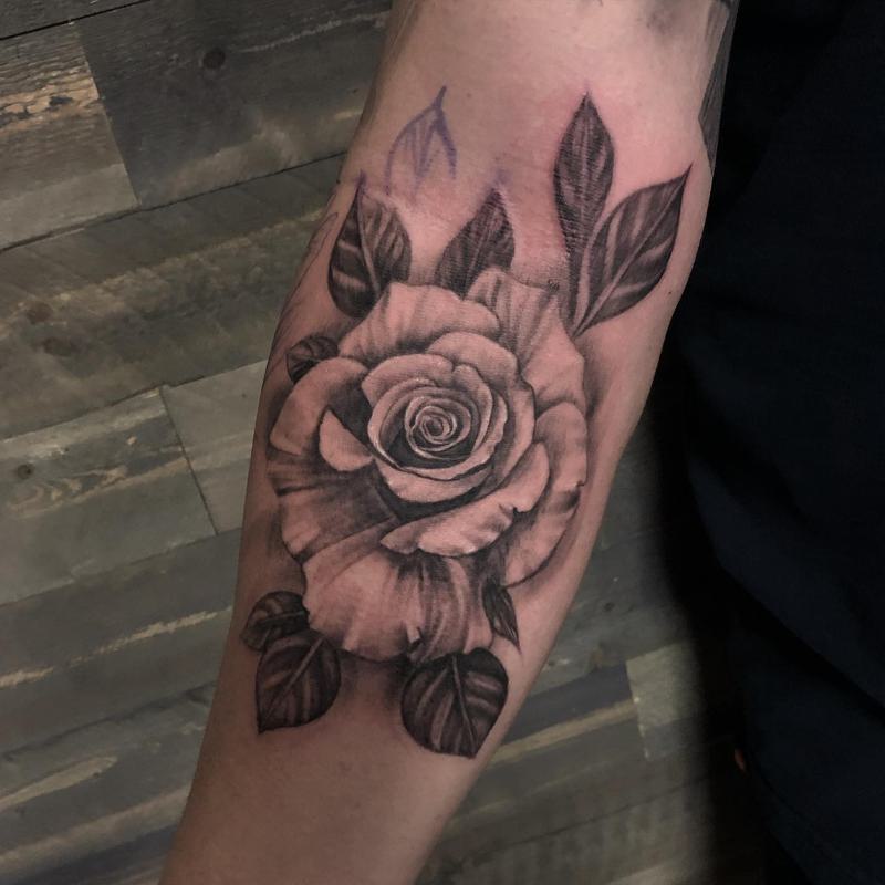 Black and White Rose Tattoo 1