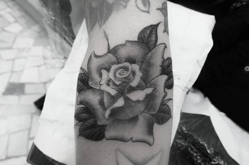 Black and White Rose Tattoo 2