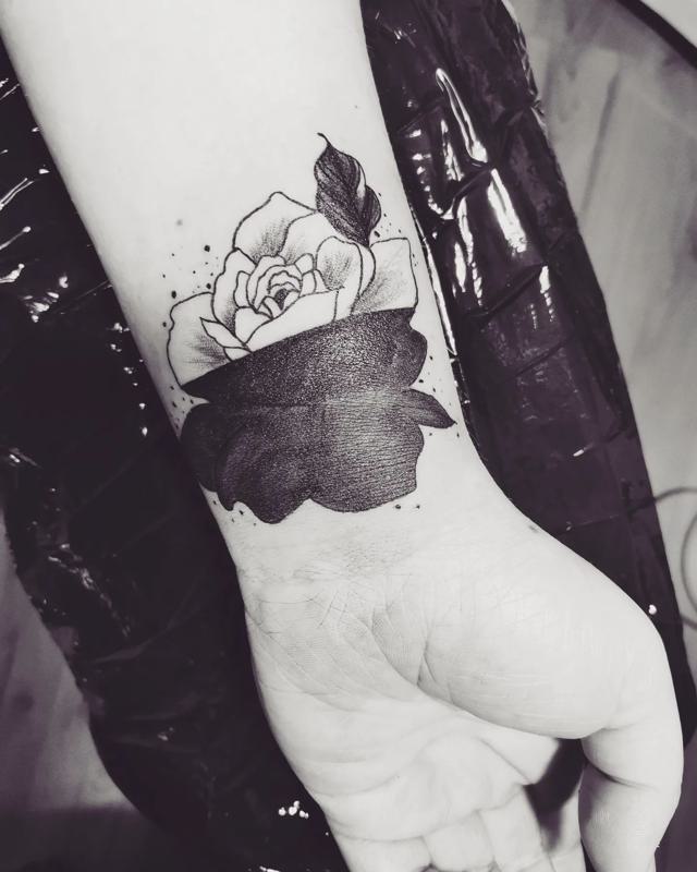 Black and White Rose Tattoo 3