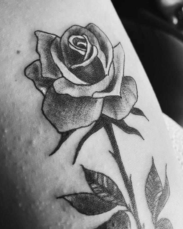 Black and White Rose Tattoo 4